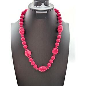 Vintage Pink Multi-Shape Acrylic Beaded 22" Necklace